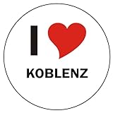 INDIGOS UG Aufkleber - Sticker - Autoaufkleber - I Love Koblenz - 8 cm Durchmesser rund - JDM - Die Cut - OEM - Auto - Heckscheibe - aussenklebend, rund, Auto LKW Truck Stadt
