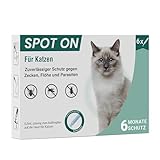 Animal Vita® Spot On Zeckenschutz für Katzen [6 Monate zuverlässiger Zeckenschutz] Zeckenmittel für Katzen -Zeckenschutz Katze - Spot On fü