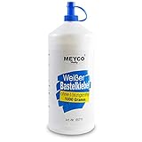 Meyco weißer Bastelkleber 1000 g - trocknet transparent - ohne Lösungsmittel - für Textil, Holz, Filz, Papier - Universalkleber mit Dosierspitze
