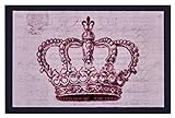 Hanse Home Printy Fußmatte für Innen und Außen 40x60cm - Schmutzfangmatte Türmatte Crown mit Krone-Motiv Waschbar & Wetterfest, rutschfest für Eingangsbereich & Außenbereich – Pink