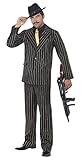 Smiffys Herren Gangster Boss Kostüm, Jackett, Hose, Mock Hemd und Krawatte, Größe: M. 22415