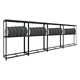 PROREGAL Mega Deal 4X Reifenregal Ragnar HxBxT 180x120x40cm bis zu 8 Reifen auf 2 Ebenen + Ablage 265kg Fachlast Schwarz Werkstattregal, Lagerregal, Kellerreg