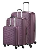 ABISTAB Verage Diamond 4-Zwillingsrollen Koffer-Set 3 teilig, TSA-Schloss, erweiterbar, PP Hartschale Trolley-Set S M L mit Handgepäck, S-55cm M-69cm, L-78cm, Violett