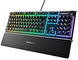 SteelSeries Apex 3 - Gaming Tastatur - 10-Zonen RGB-Beleuchtung - Premium magnetische Handballenauflage - Deutsches (QWERTZ) Layout