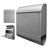 banjado® Design Briefkasten mit Motiv 38,5x46,5x13cm & 2 Schlüssel - Briefkasten Stahl weiß mit Zeitungsfach pulverbeschichtet - Postkasten A4 Einwurf inkl. Montag