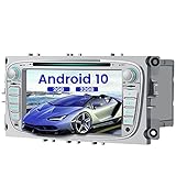 AWESAFE Autoradio Android 10 für Ford, 2GB+32GB, unterstützt DAB WLAN Bluetooth CD DVD Doppel Din Radio mit 7 Zoll Bildschirm - Silber