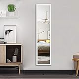 AUFHELLEN Wandspiegel 120x30cm Großer Spiegel mit Weiß Rahmen HD Ganzkörperspiegel mit Haken und Rückwand für Tür, Wohn-, Schlaf- und Ankleidezimmer (Weiß)