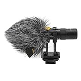 Jopwkuin Video-Mikrofon, Echtzeit-Überwachung, Anti-Interferenz, stromloser Antrieb, Nierenmikrofone, 3,5-mm-Schnittstelle mit Aufbewahrungstasche für Camcorder