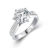 Simulation Diamantring Retro 1 Karat Diamant Design Einstellbarer Offener Verlobungsring Geburtstagsgeschenk für Freundin und Frau