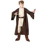 SINSEN Jedi Kostüm für Kinder Obi Wan Kenobi Kostüm Kinder Kapuzen Roben Outfit mit Gürtel komplettes Set Halloween Cosplay Kostüm