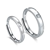 CUOKA MIRACLE Paar Ringe 925 Sterling Silber Mond und Stern Offener Ringe für Paare Verlobungsring Eheringe für Sie und Ihn