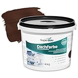 SuperBau Dachfarbe Braun 4kg, Sockelfarbe WASSERDICHT, Fassadenfarbe für Außen, Dachbeschichtung für Blechdach, Bitumen, Dachpappe, Schindeln, Putz, Dachbeschichtungsfarb