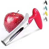 Apfelentkerner, Newness Premium Apple Entkerner Entferner, Edelstahl Apple oder Pear Core Entferner Werkzeug für Home & Küche mit scharfer gezackter Klinge Angle Handle, Red