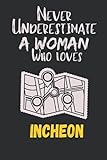 Never Underestimate A Woman Who Loves Incheon: Funny Gift Incheon City Lovers Journal Perfect Gift Idea For Women & Girls Notebook on Birthday ... Diary | 6x9 Inches-100 Blank Lined Pages