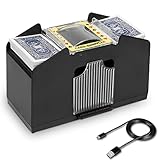 AOPER Automatischer Kartenmischer, elektronisches Casino-Poker-Kartenmischgerät, batteriebetriebener Kunststoff-Kartenmixer, 4 Deck-Spielkarten für Zuhause und Party, 2 m USB-Linie