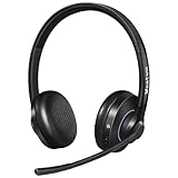 Bluetooth Headset V5.1 Klasse 1, Wireless Headset mit CVC8.0 Dual Mikrofon Noise Cancelling Headset Kabellos für Handy PC Teams Zoom Home Office, 30 Stunden+ Sprechzeit,