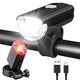 LED Fahrradlicht Set, AluminiumFahrradbeleuchtung STVZO Zugelassen Fahrradlampe USB Aufladbar und Wasserdicht Fahrrad Licht mit Vorne und Rücklicht. Sturdy & Duragable