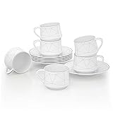 ADDTREE 6-Piece Porcelain Ceramic Kaffeetee Geschenksets, Light Series 100% Handmade Sliver Stripe Tea Service Set, Ceramic Cup, Teekanne, Sugar Bowl