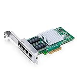 10Gtek® Gigabit PCIE Netzwerkkarte I350-T4 - Intel I350 Chip, Quad RJ45 Ports, 1Gbit PCI Express Ethernet LAN Card, 10/100/1000Mbps NIC für Windows Server, Windows 7/8/ 10, XP und Linux