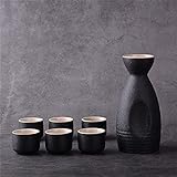 Japanese Wine Set Antique Household Wine Set Ceramic Yellow Wine Warm Wine Set Black Pottery Wine Set (D)