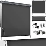 tillvex® Senkrechtmarkise 160 x 250 cm für Außen- und Innenbereich | Außenrollo wasserfest mit Handkurbel für Balkon, Terrasse & Garten | Balkonrollo Sonnenschutz aus Aluminium | Rollo S