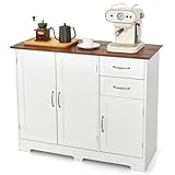 COSTWAY Sideboard weiß, Küchenschrank mit Arbeitsplatte 100 x 40cm, Buffetschrank mit Türen & Schubladen & verstellbaren Ablagen, Kücheninsel für Küche, Esszimmer