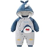Baby Overall Mit Kapuze Füßlinge Strampler Schneeanzüge Karikatur Jumpsuit Unisex Winter Kleidungsset, 9-12 Monate