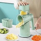 5-in-1 rotierende Käsereibe, Multifunktions-Zerkleinerer, Gemüseschneider, rund, Mandolinentrommel, Käsezerkleinerer, Reibe mit Griff, leicht zu reinigen, sicher, effiziente Kü