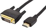 Amazon Basics HDMI A -zu-DVI-Adapterkabel, 1.8 m, Nicht für den Anschluss an SCART- oder VGA-Anschlüsse, Schwarz
