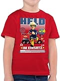 Feuerwehrmann Sam Jungen - Held im Einsatz - 128 (7/8 Jahre) - Rot - Feuerwehr t-Shirt - F130K - Kinder Tshirts und T-Shirt für Jungen