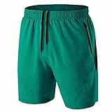 Herren Sport Shorts Kurze Hose Schnell Trocknend Sporthose Leicht mit Reißverschlusstasche(Grün,EU-L/US-M)