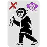 FINGERINSPIRE Banksy Graffiti Schablone 29.7x21cm Wiederverwendbare Banksy Schimpansen Schablone DIY Handwerk Banksy Dekoration Schablone für die Malerei auf Wand, Holz, Möbel, Stoff und Papier