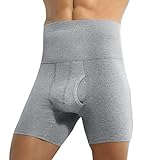 Herren-Boxershorts mit hoher Taille, Bauchhose in warmer Sporthose, reine Farbe, weiche, bequeme Hose, Herren-Unterwäsche, grau, XL