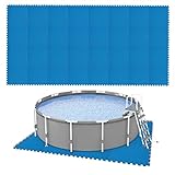 Trintion 8 m² Unterlegmatte 0.5 cm Dicke Poolmatte 32er Set Blau 50 x 50 cm Poolunterlage Bodenfliesen Pool Whirlpool Erweiterbares Stecksystem