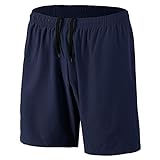 Herren Sport Shorts Schnell Trocknend Kurze Hosen mit Reißverschlusstaschen (Marine 5XL)