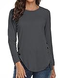 Damen Rundhals t-Shirt Herzförmige Drucken Kurzarm Massivfarbe Hemdknopf Unregelmäßiger Untert-Shirt Beiläufige lose Bequeme top S 1# grau