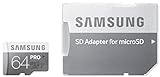 Samsung Speicherkarte MicroSDXC 64GB PRO UHS-I Grade 1 Class 10 (bis zu 90MB/s lesen, bis zu 80MB/s schreiben) mit SD Adapter