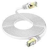 30m CAT 7 Netzwerkkabel Flach 10 Gbits - Ercielook Gigabit RJ45 Ethernet Kabel - LAN Kabel Patchkabel - 1000 Mbits Glasfaser Geschwindigkeit - Flachbandkabel Verlegekabel