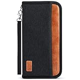 Looxmeer Reisepass Tasche Familie Reiseorganizer mit RFID-Blocker, Tragbare Reisepasshülle Ausweistasche für Damen und Herren, Schwarz und Braun