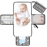 Lekebaby Tragbare Wickelunterlage Unterwegs, Baby Wickelunterlage Waschbar mit 3 Fächern, Wasserdichte faltbare Windeltasche mit Tuchspender und bequemes Kopfkissen, G