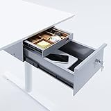 ACTIFORCE® Premium Untertischschublade abschließbar, mit 2 Schubfächern und Bambuseinlage | schwarz, Silber, weiß | Einfacher Unterbau, die perfekte Schreibtischschublade für deinen Schreibtisch