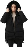 MOERDENG Damen Warmer Wintermantel Wasserdichte Kapuzenjacke mit Daunen-Alternativfüllung, Gefütterter Parka mit verdicktem Fleece und abnehmbarem Kunstpelzb