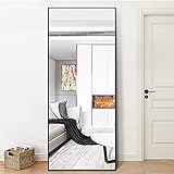 Poshions Ganzkörperspiegel 163 x 54 cm Standspiegel mit Metallrahmen Splitterschutz Groß Wandspiegel für Wohnzimmer oder Ankleidezimmer - Schwarz
