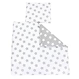 TupTam Unisex Baby Bettwäsche Wiegenset 4-teilig, Farbe: Sterne Grau/Sterne Weiß, Größe: 80x80 cm