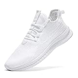EGMPDA Schuhe Herren Sneaker Laufschuhe Turnschuhe Sportschuhe Herren Laufschuhe Outdoor Fitness Gym Schuhe Herren Sneaker weiß 43