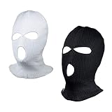 SUNTRADE 3-Loch Skimaske Gesichtsmaske Sturmhaube für Damen und Herren, 2er-Set Gr. Einheitsgröße (Schwarz + Weiß)