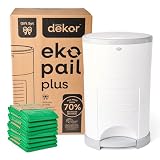 Diaper Dekor EKO Plus-Windeleimer-Geschenk-Set, weiß, nur umweltfreundlicher Windeleimer aus 70 % recycelten Materialien, wird mit Diaper Dekor Nachfüllpackungen von bis zu einem Jahr g