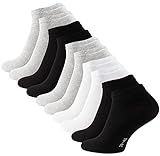 STARK SOUL 10 Paar Essentials Sneaker Socken, Baumwolle, schwarz weiss grau, Gr. 39-42