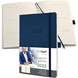 SIGEL C2332 Terminplaner Wochenkalender 2023 - ca. A5 - dunkelblau - Softcover - 192 Seiten - Gummiband, Stiftschlaufe, Archivtasche - PEFC-zertifiziert - Conceptum