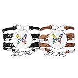 DIYthinker Schmetterling mit Graffiti-Blumen im Licht Farbe Armband Liebe Paare Leder Seil